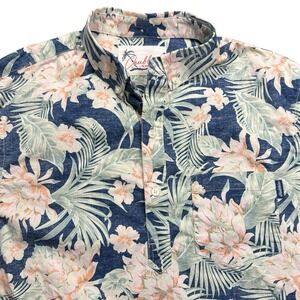 Chubbies Floral Hawaiian Shirt Large Tropical Palm Tree Print AOP 1/4 Button Up